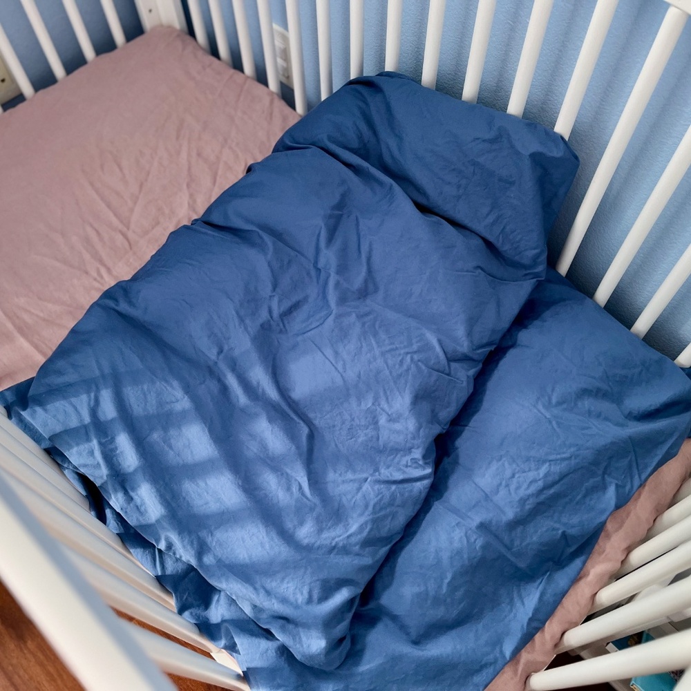 Toddler duvet cover, blue sateen,  Oeko-Tex Standard 100